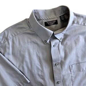 Roundtree & Yorke‎ Classics Mens 2X Button Down Shirt Gray Short Sleeve XXL